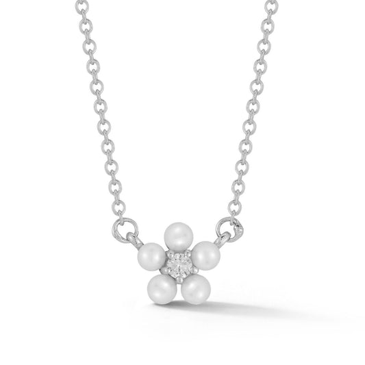 Willa Pearl & Diamond Flower Pendant