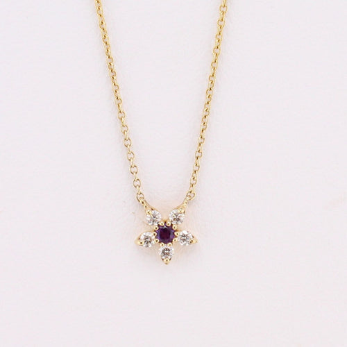 Amethyst & Diamond Flower Pendant