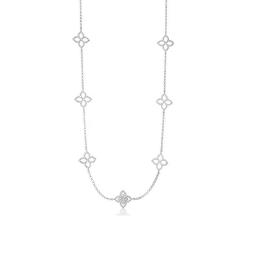 Princess Flower Diamond Station Necklace