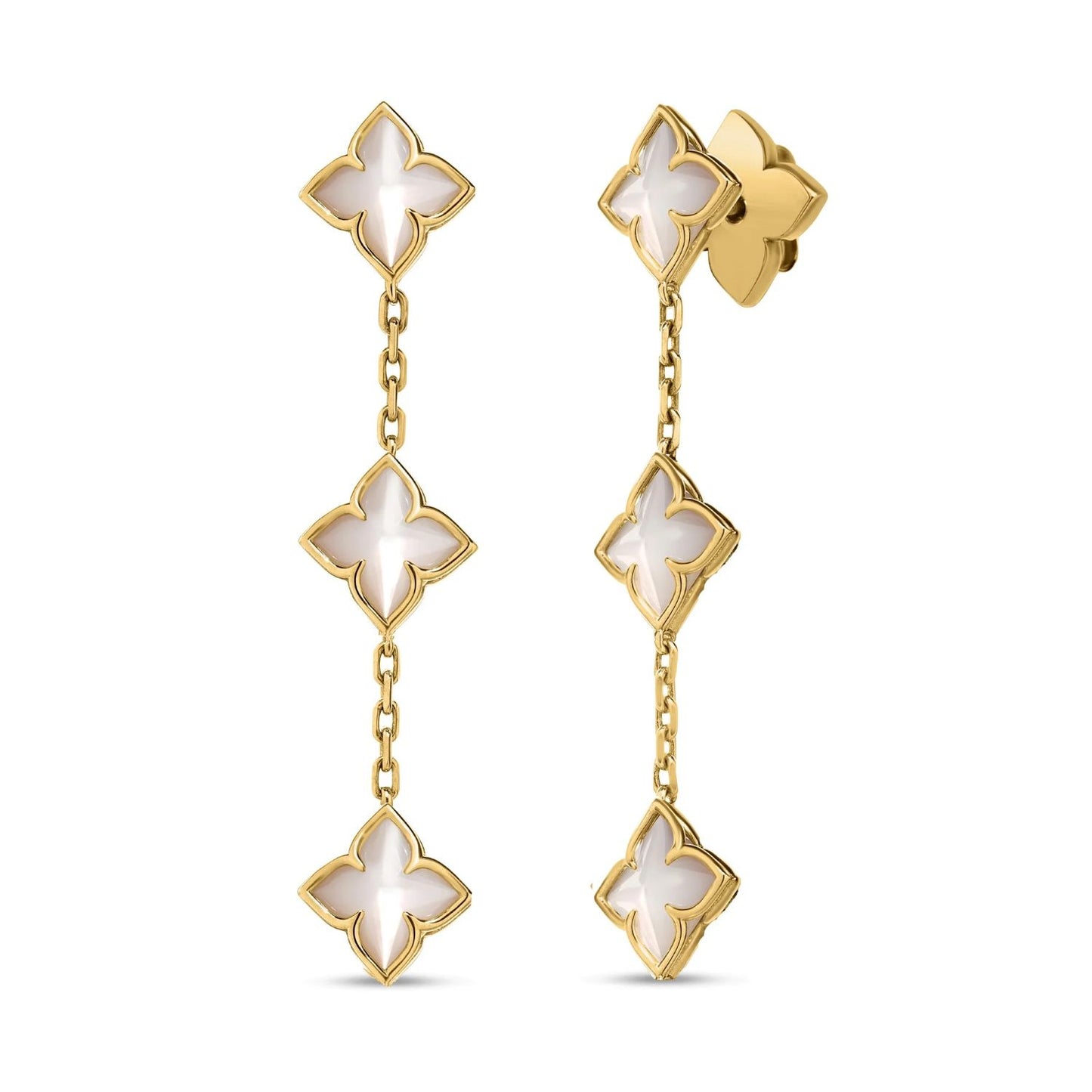 Venetian Princess Carnival Mother of Pearl Flower Dangle Earrings