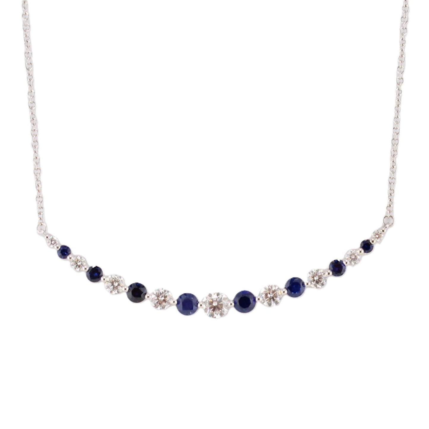Blue Sassphire & Diamond Smile Necklace