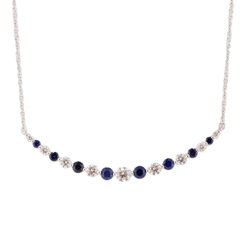 Blue Sassphire & Diamond Smile Necklace