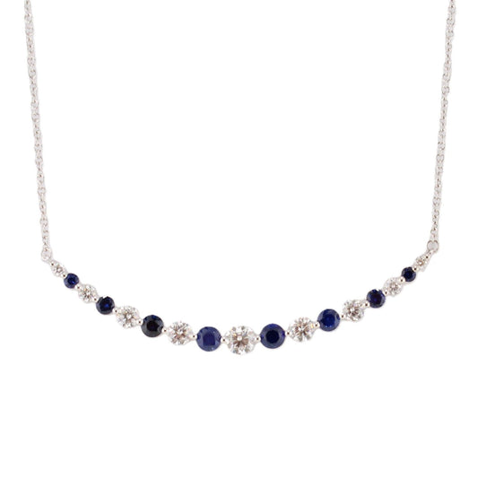 Blue Sassphire & Diamond Smile Necklace