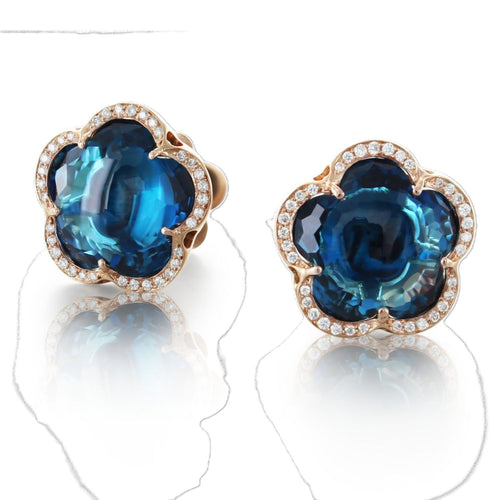 Bon Ton Collection Flower Topaz & Diamond Earrings