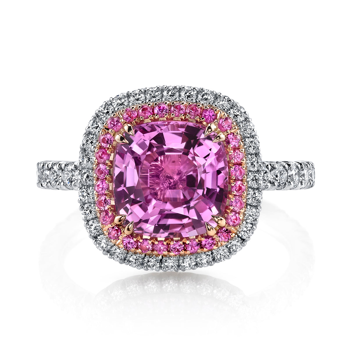 Pink Sapphire and Diamond Ring