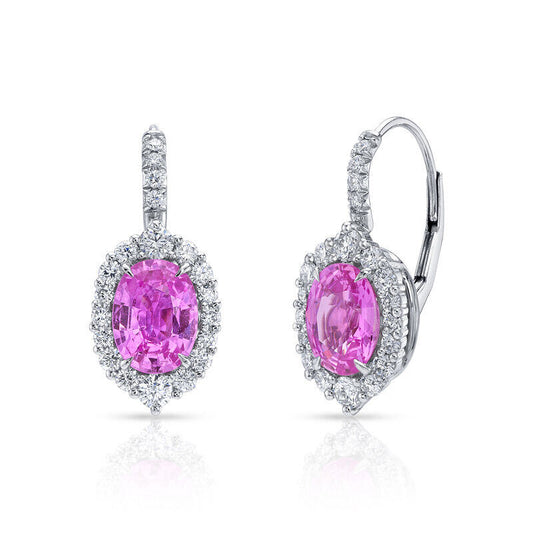 Pink Sapphire & Diamond Earrings