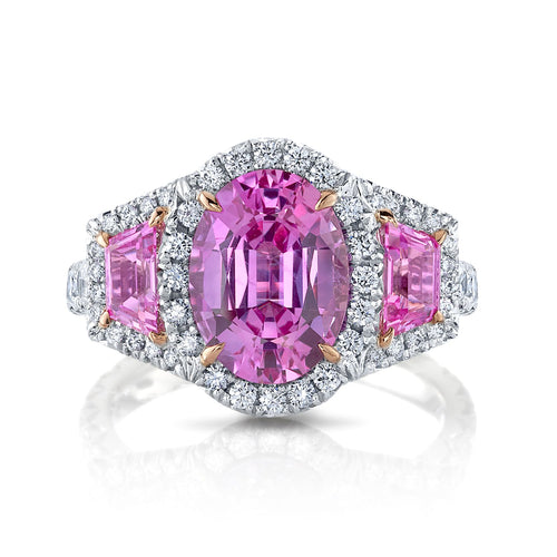 Pink Sapphire & Diamond Ring