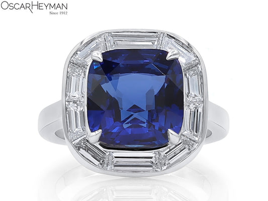 Certified "Royal Blue" Ceylon Sapphire & Diamond Ring