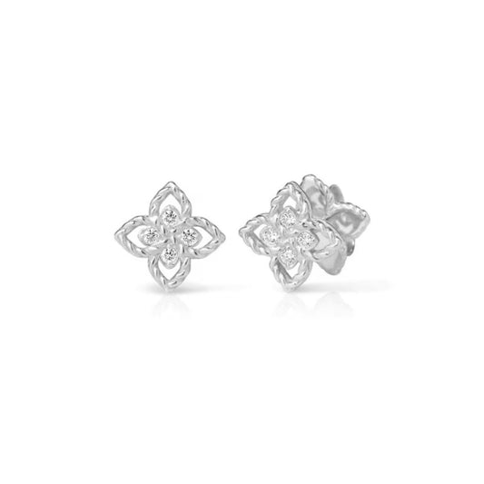 Princess Flower Petite Diamond Flower Stud Earrings