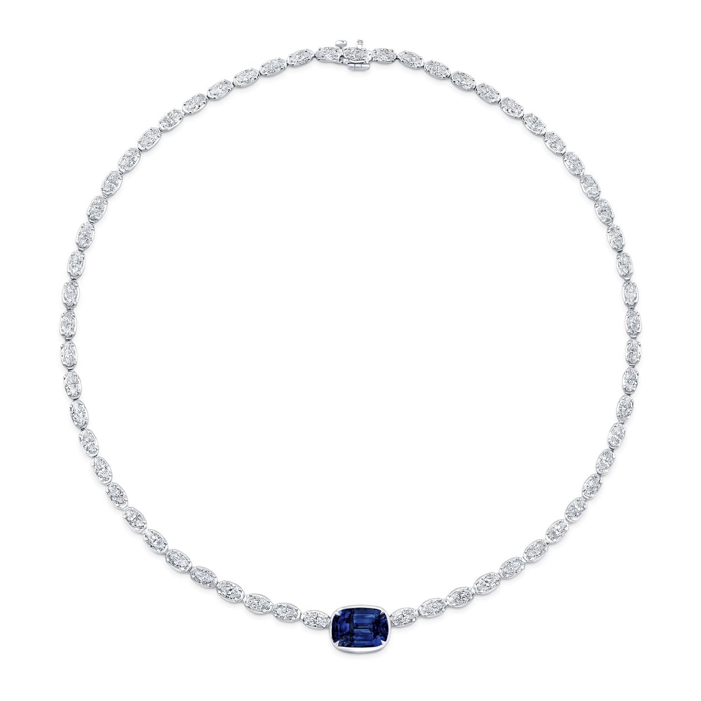 Certified Blue Sapphire and Movál®Diamond Pendant