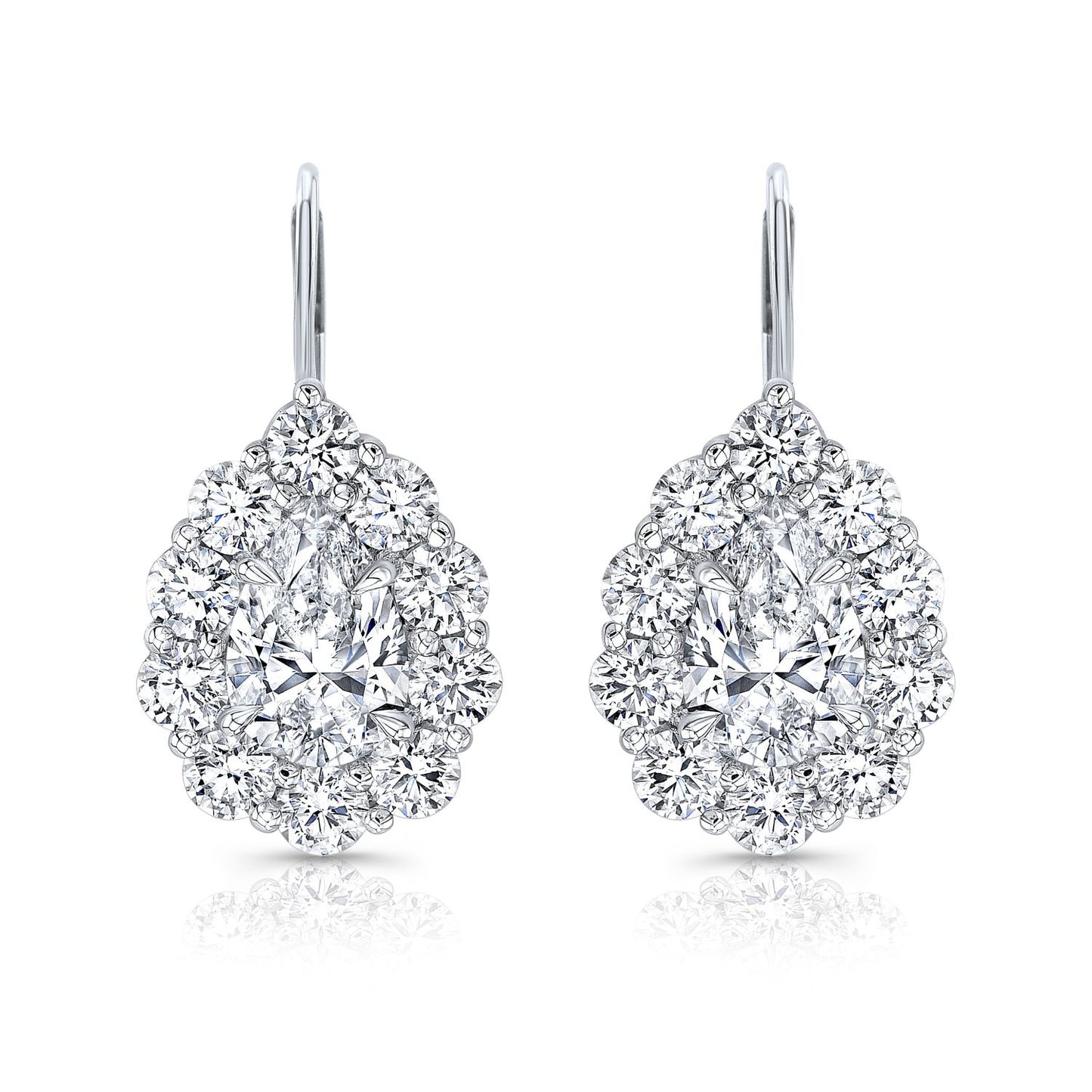 Pear Cut Diamond Cluster Earrings
