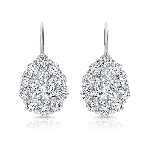 Pear Cut Diamond Cluster Earrings