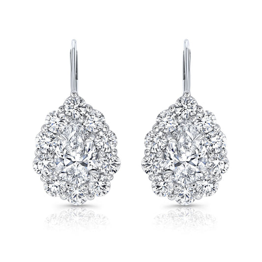 Pear Cut Diamond Cluster Earrings
