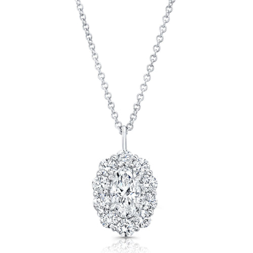 GIA Certified Movál® Cut Halo Diamond Pendant