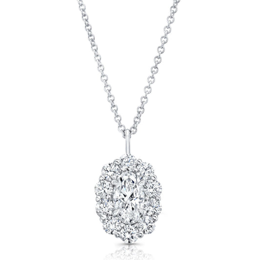 GIA Certified Movál® Cut Halo Diamond Pendant