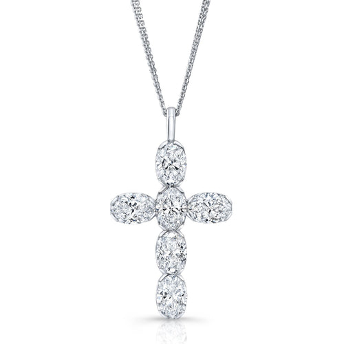 GIA Certified Oval Cut Diamond Cross Pendant