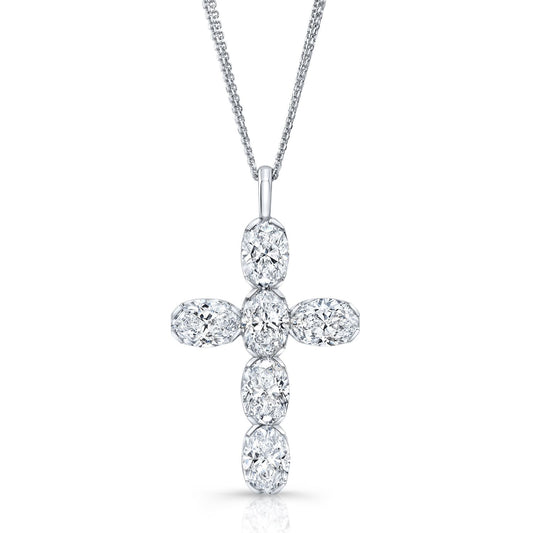 GIA Certified Oval Cut Diamond Cross Pendant