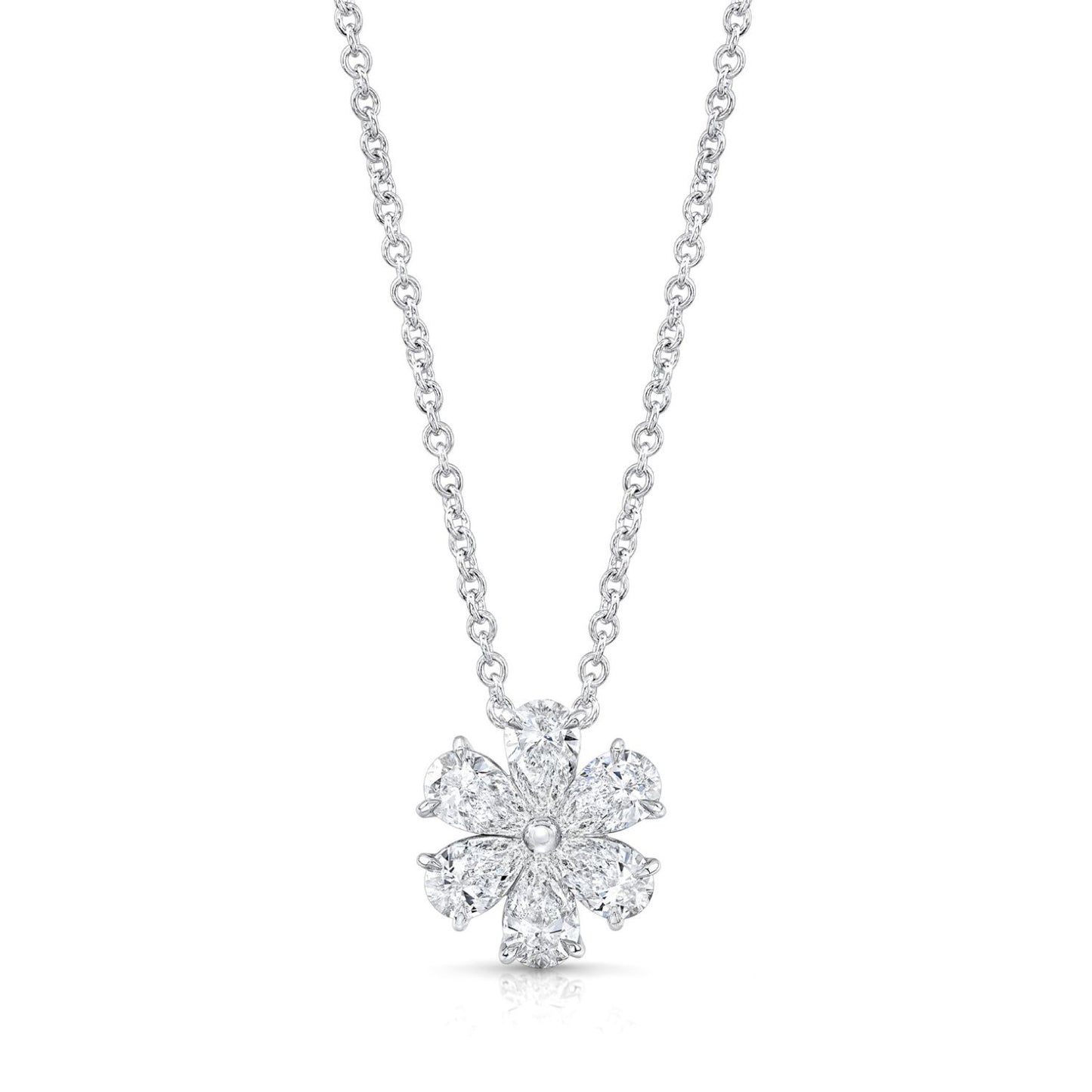 Pear Cut Diamond Flower Pendant