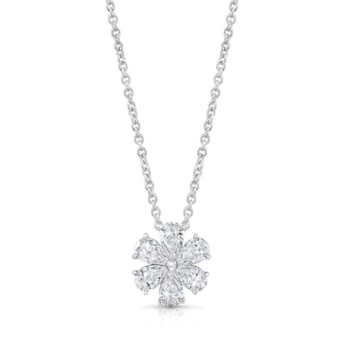 Pear Cut Diamond Flower Pendant