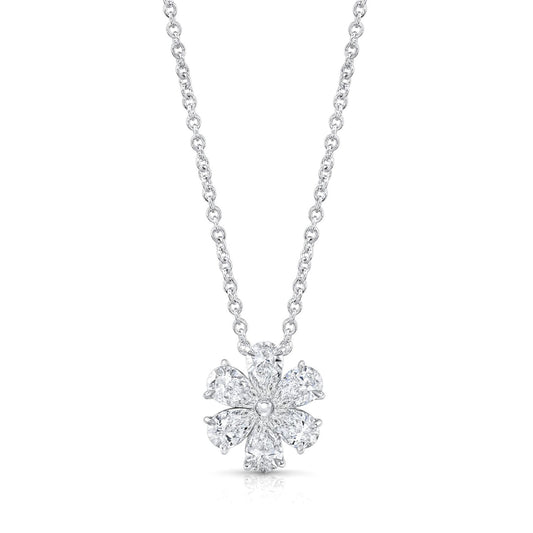 Pear Cut Diamond Flower Pendant