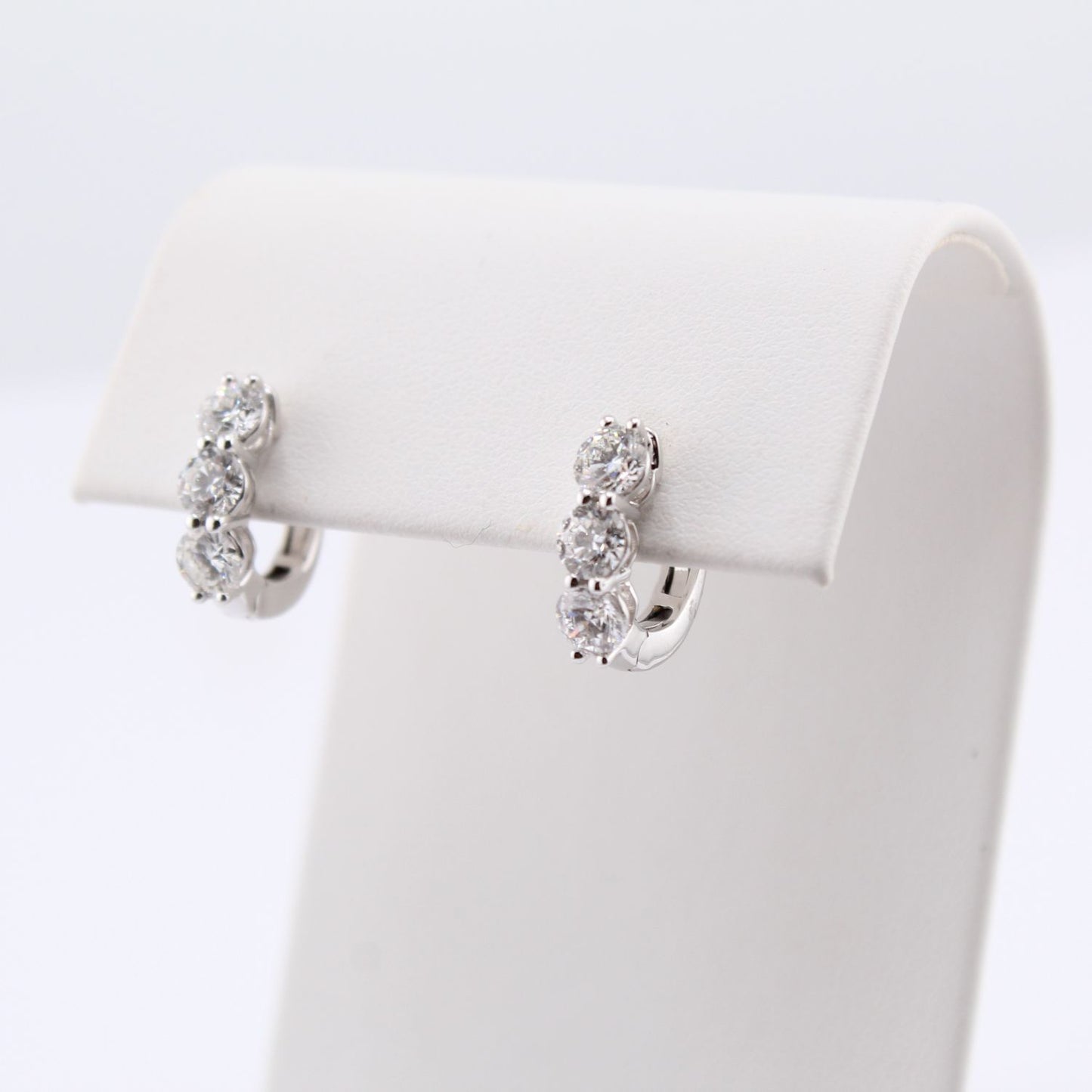 3-Diamond Hinge Back Earrings