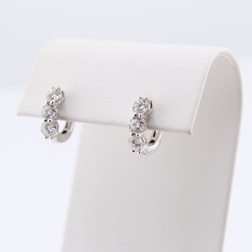 3-Diamond Hinge Back Earrings