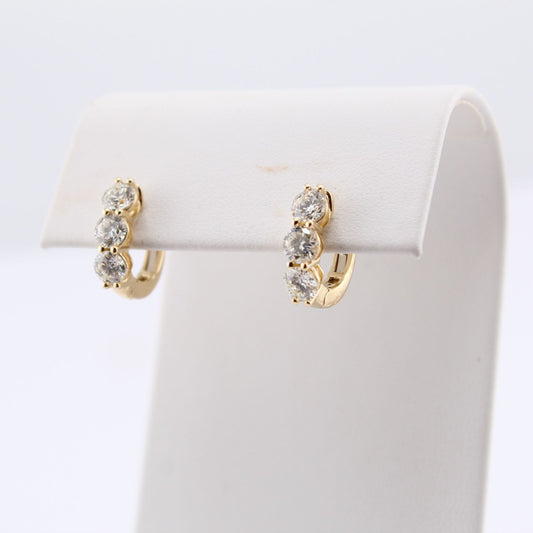 3-Diamond Hinge Back Earrings
