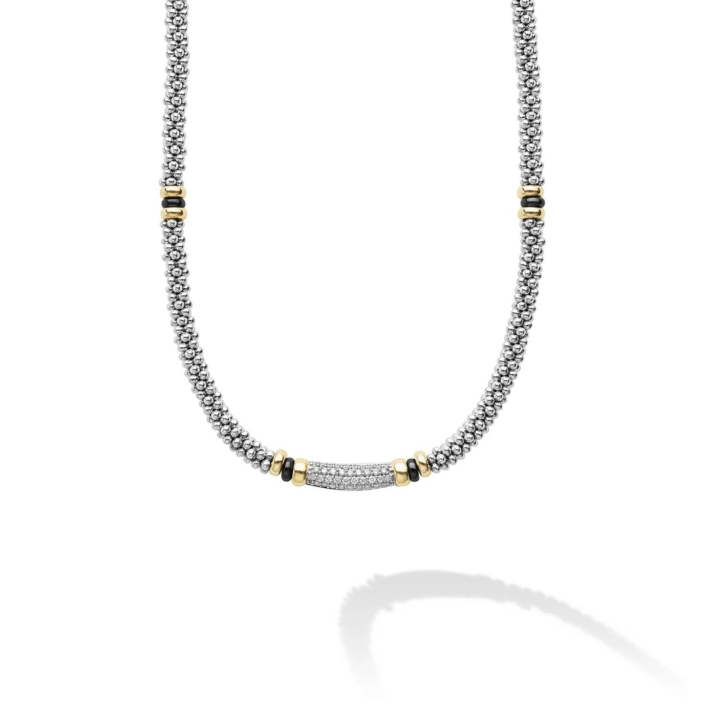 Two Tone Black Ceramic Caviar  Diamond Neck