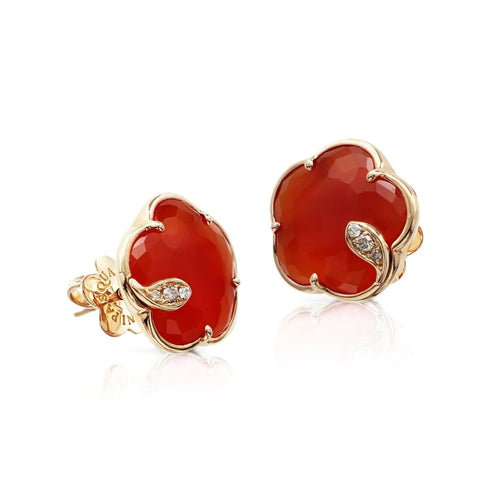 Petit Joli Collection Carnelian & Diamond Flower Earrings