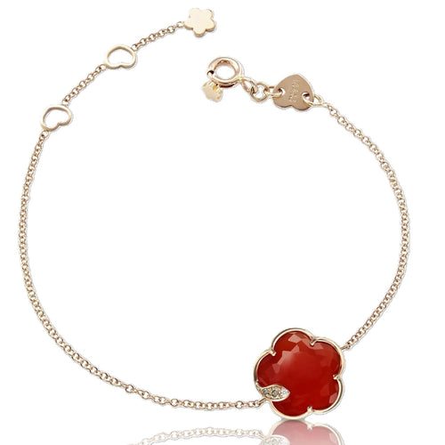 Petit Joli Carnelian & Diamond Flower Bracelet