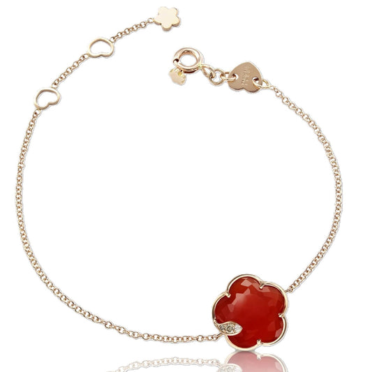 Petit Joli Carnelian & Diamond Flower Bracelet