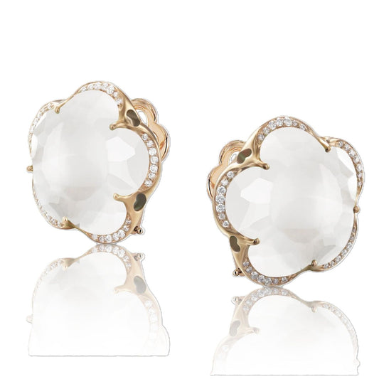 Bon Ton Collection Milky Quartz & Diamond Earrings