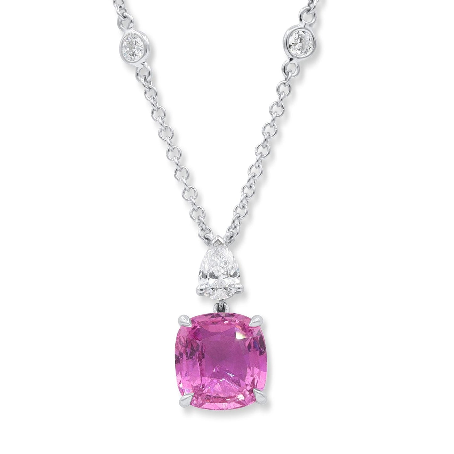 Certified Pink Sapphire & Diamond Pendant