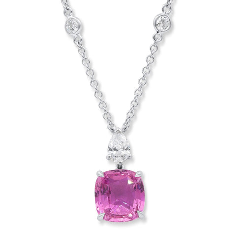Certified Pink Sapphire & Diamond Pendant