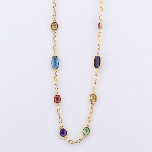 Master Pieces Collection Mixed Gemstone Station Necklace