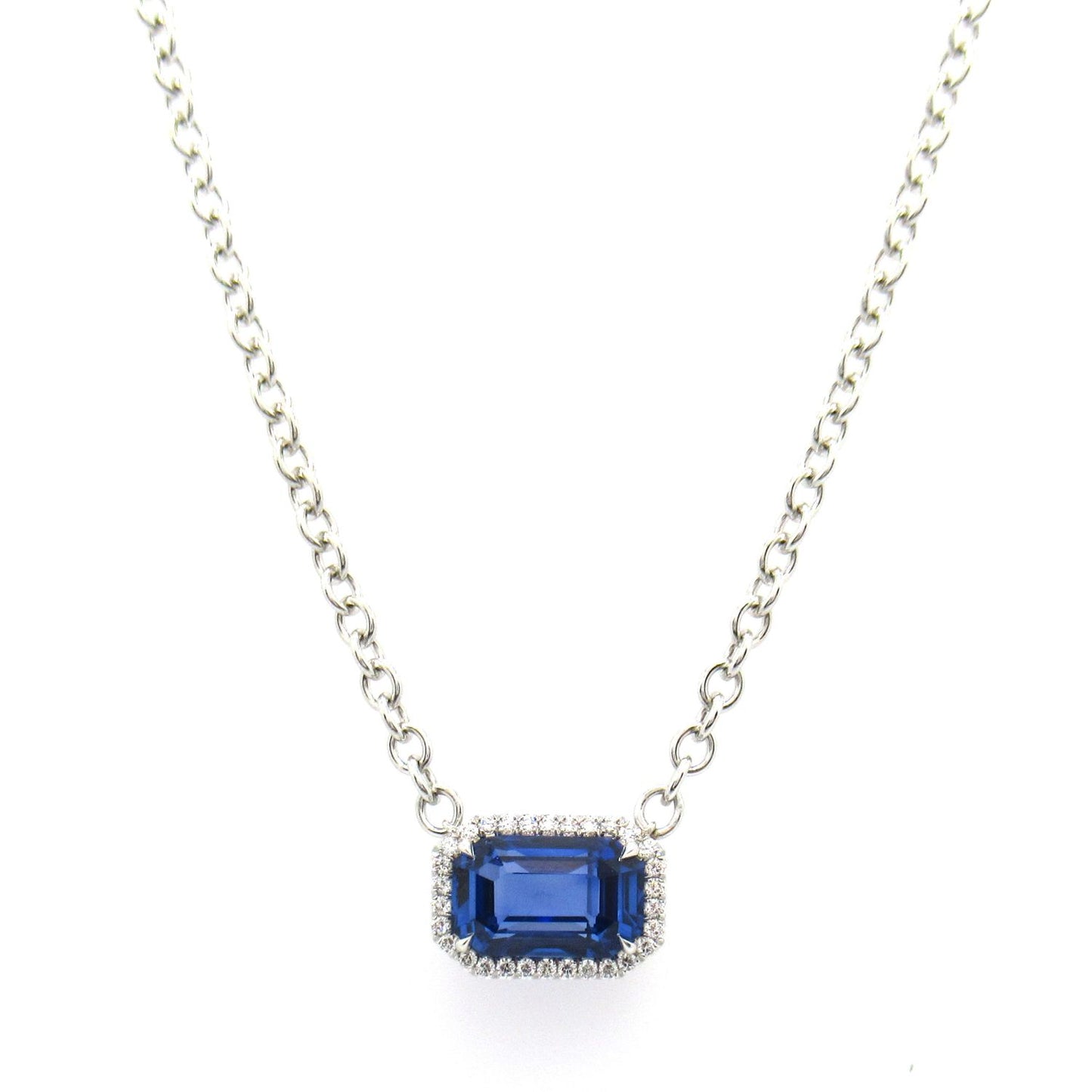GIA Certified Ceylon Blue Sapphire & Diamond Pendant