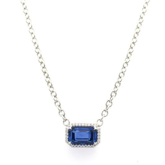 GIA Certified Ceylon Blue Sapphire & Diamond Pendant