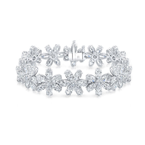 Moval Cut Diamond Flower Bracelet
