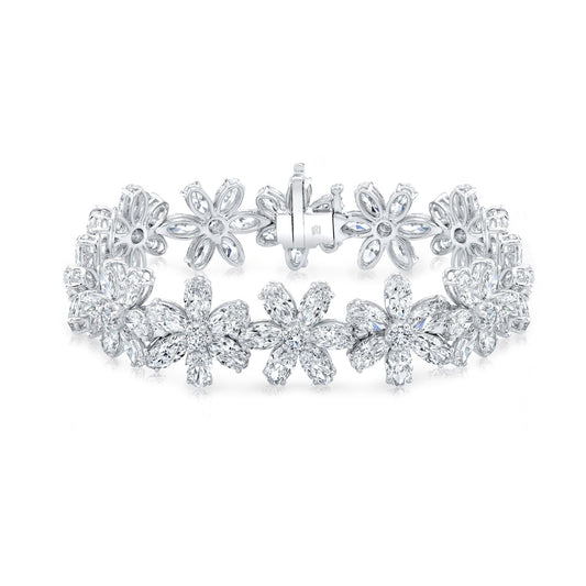 Moval Cut Diamond Flower Bracelet