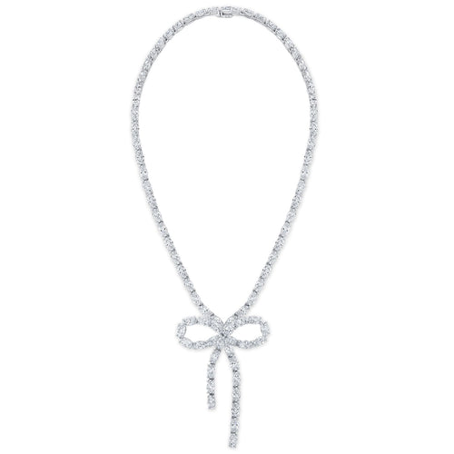Moval Cut DIamond Bow Necklace