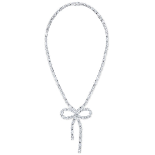 Moval Cut DIamond Bow Necklace