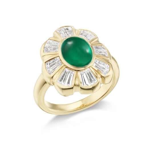 Peace Flower Emerald Ring