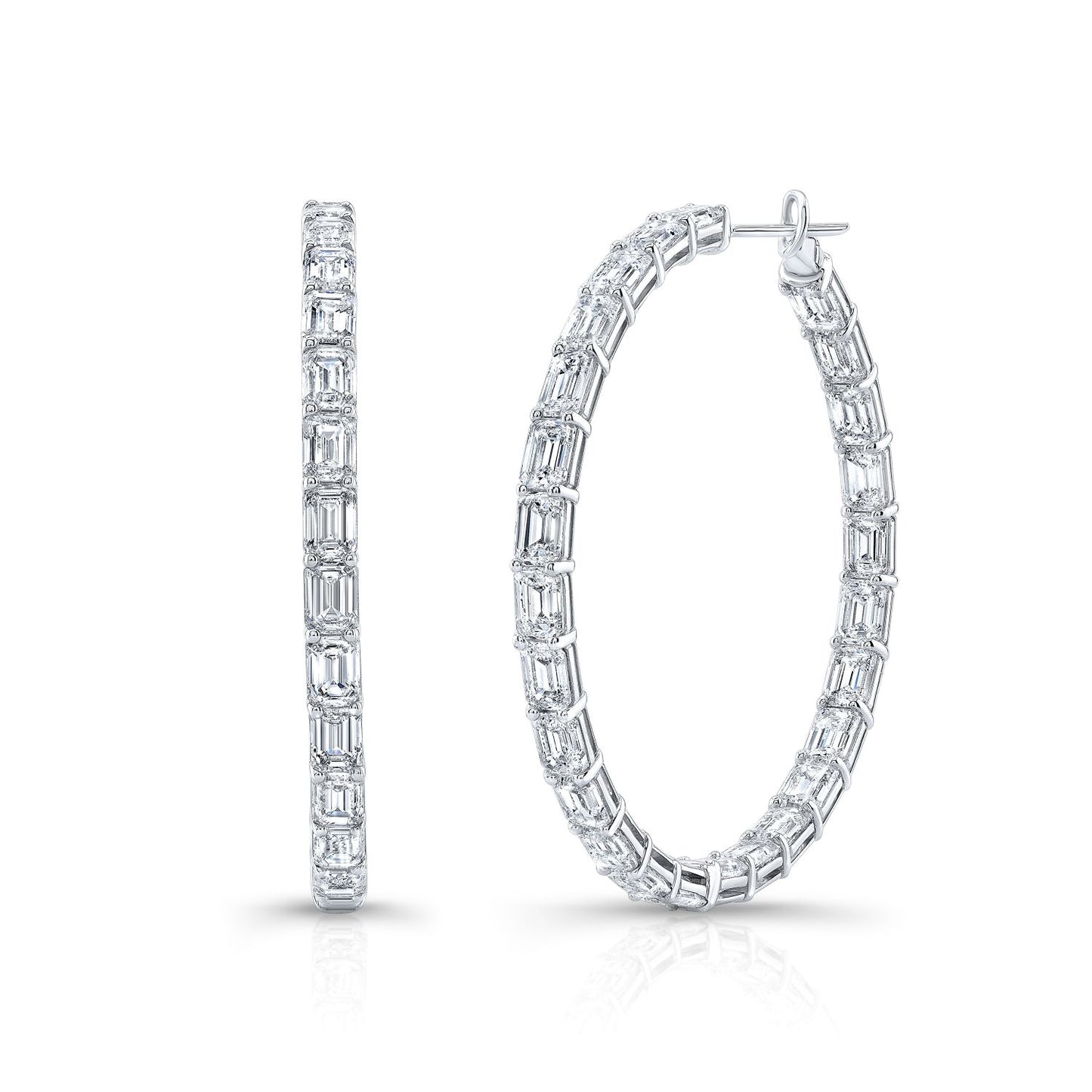 Emerald Cut Diamond Hoops