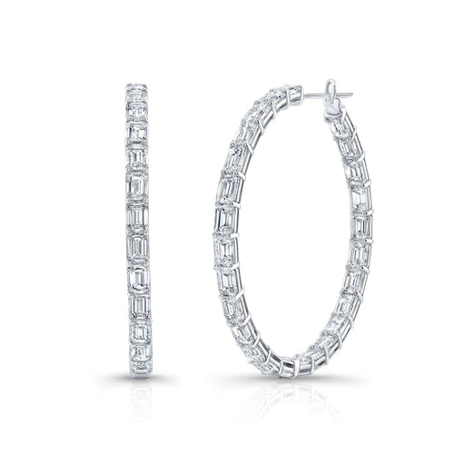 Emerald Cut Diamond Hoops