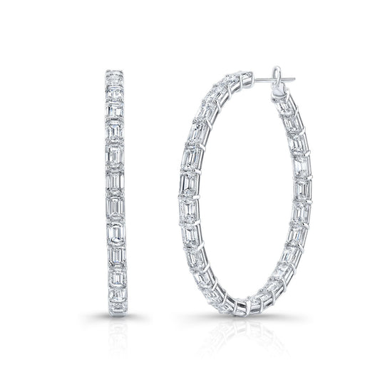 Emerald Cut Diamond Hoops