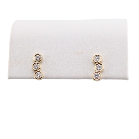 Curved Diamond Bezel Stud Earrings
