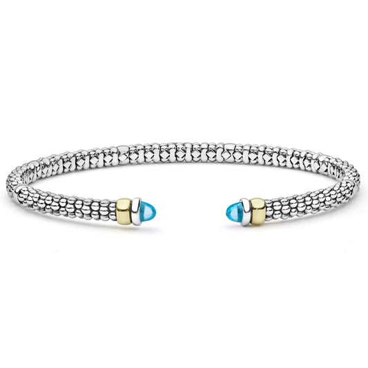 Signature Caviar Collection Swiss Blue Topaz Versa Torque Bracelet