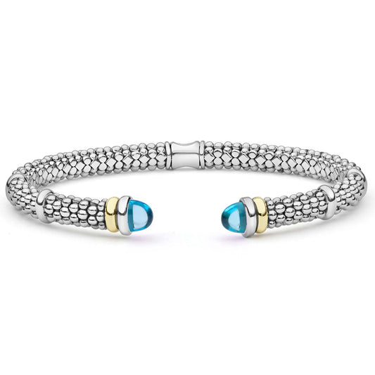 Signature Caviar Collection Swiss Blue Topaz Versa Torque Bracelet