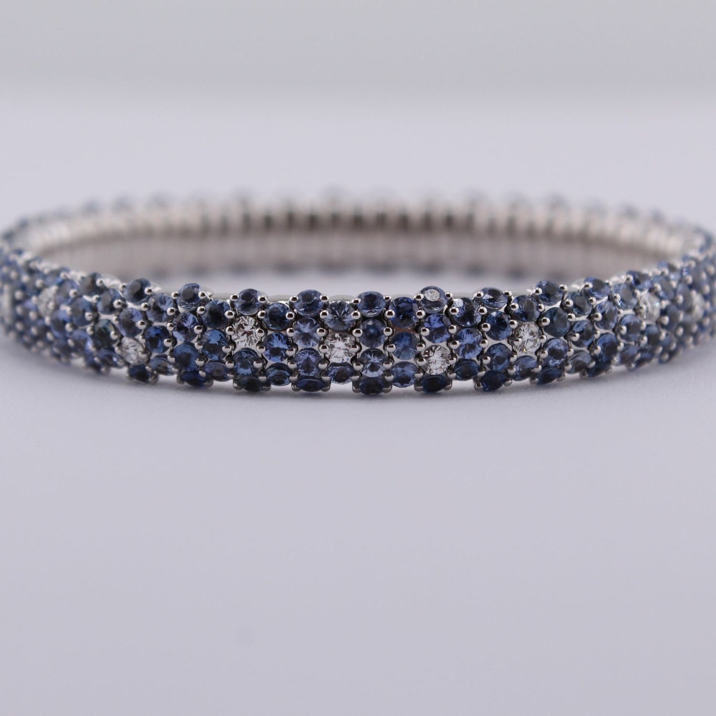 Blue Sapphire and Diamond Stretch Bracelet