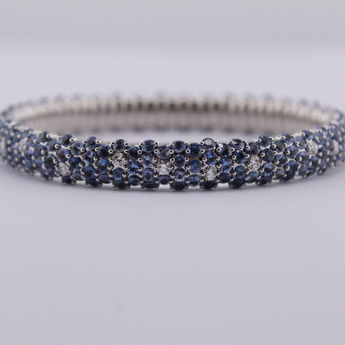 Blue Sapphire and Diamond Stretch Bracelet